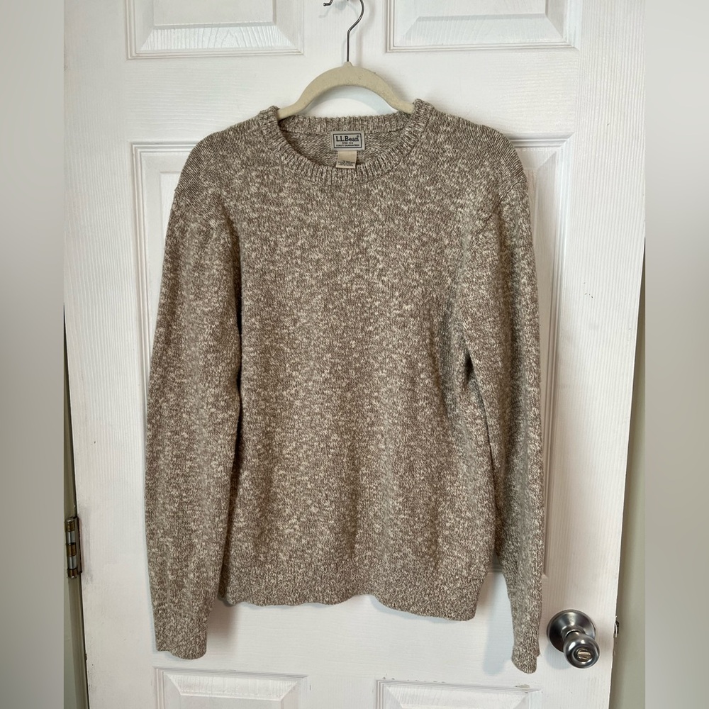 L.L. Bean Oatmeal Beige Tan 100% Cotton Sweater